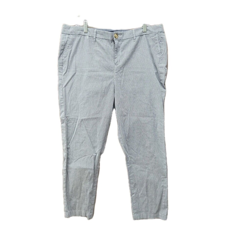 Tommy Hilfiger Womens 14W Blue White Stripe Nautical Casual Pants